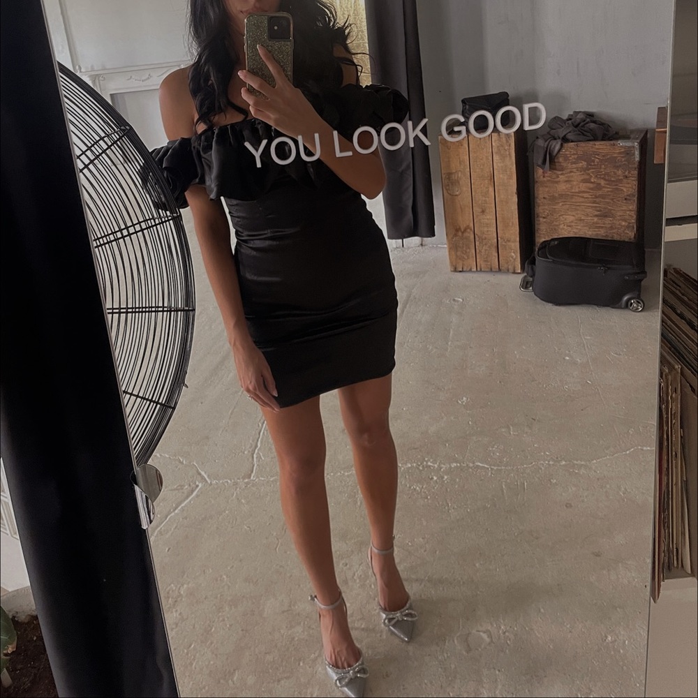 Black ruffled dress